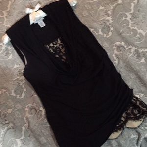 Dressy black top with lace underlay